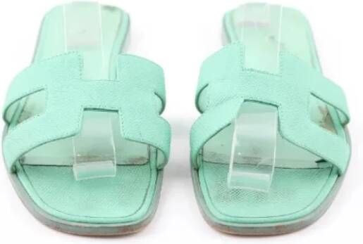 Hermès Vintage Pre-owned Leather sandals Green Dames