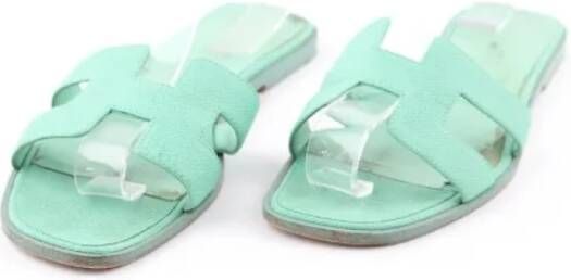 Hermès Vintage Pre-owned Leather sandals Green Dames