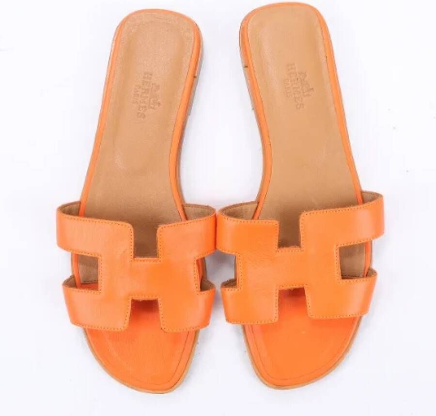 Hermès Vintage Pre-owned Leather sandals Orange Dames