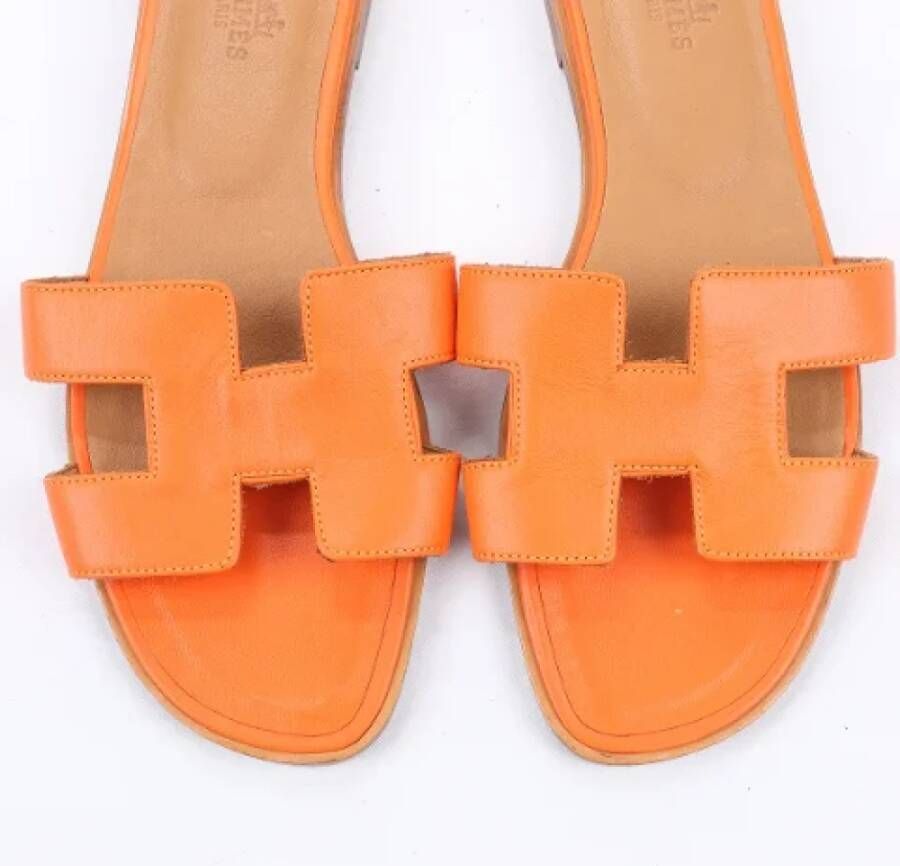 Hermès Vintage Pre-owned Leather sandals Orange Dames