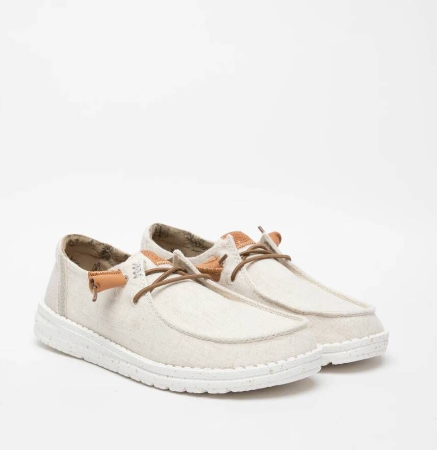 Hey Dude Beige Geweven Veterschoenen Beige Dames