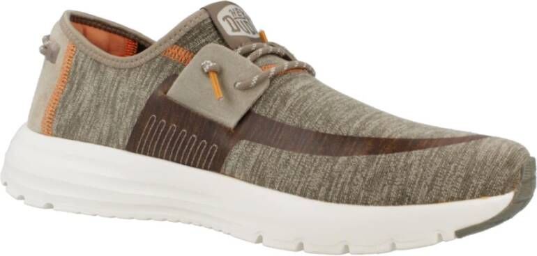 Hey Dude Dual Knit Laced Shoes Green Heren