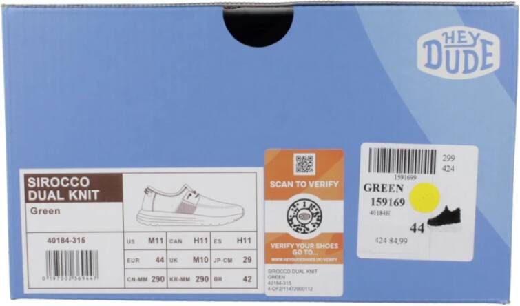 Hey Dude Dual Knit Laced Shoes Green Heren