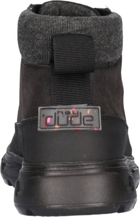 Hey Dude Elastische Veterschoen van Nep Leer Black Heren