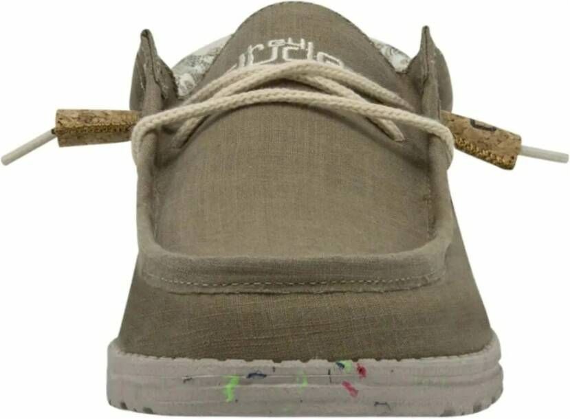 Hey Dude Wally Linen Natural Lace Shoes Green Heren