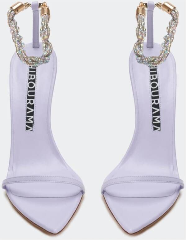 Hibourama Elegante satijnen sandalen met kristallen band Purple Dames