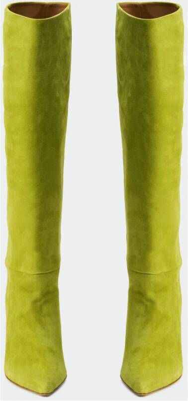 Hibourama Suède laarzen met 10 cm hak Green Dames