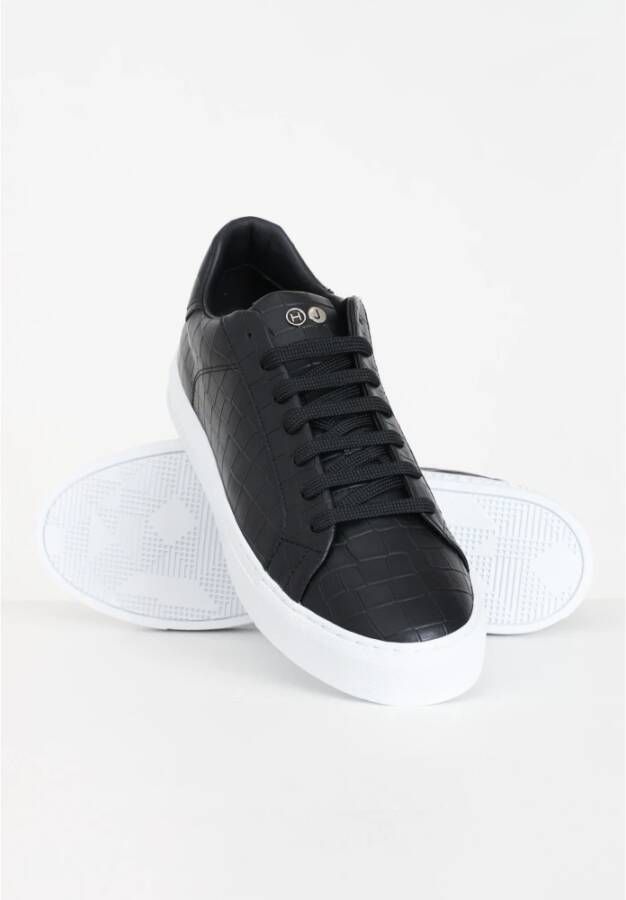 Hide&Jack Elegant Zwart Witte Zool Sneakers Black Heren