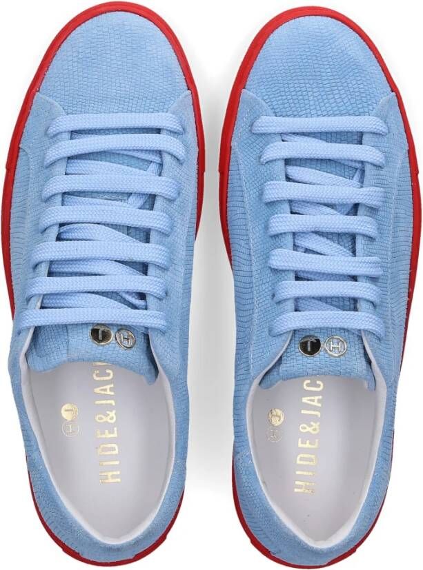 Hide&Jack Lage Sneaker met Reliëf Logo in Lichtblauw Blue Dames