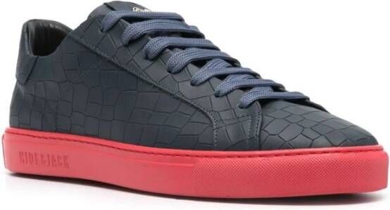 Hide&Jack Marineblauwe Krokodilleneffect Leren Sneakers Blue Heren