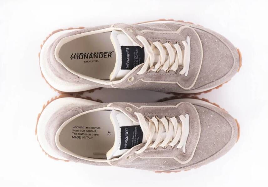 Hidnander Tenkei Sneakers Moderne Herinterpretatie van Traditionele Hardloopschoen Beige Heren