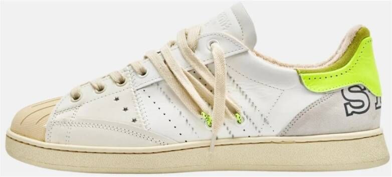 Hidnander Witte leren sneakers met schelpneus