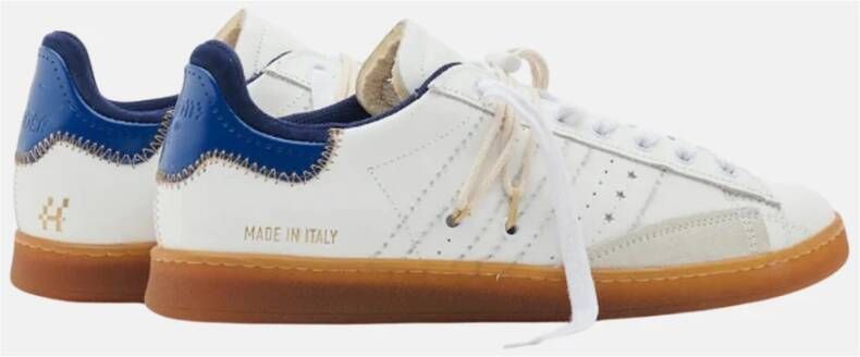 Hidnander Witte leren sneakers met suède details
