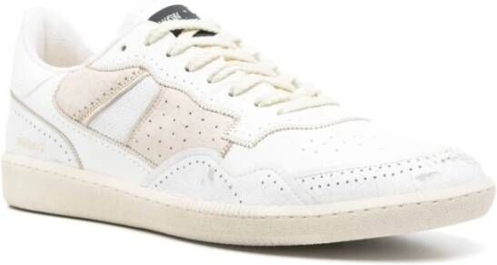 Hidnander Witte Leren Sneakers Veters Rubberen Zool
