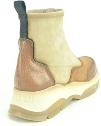 Hispanitas Kameel en Beige Bone Enkellaarzen Beige Dames