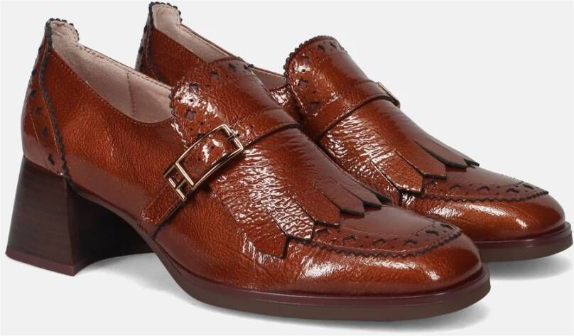 Hispanitas Bruin leren mocassin met franjedetail Brown Dames