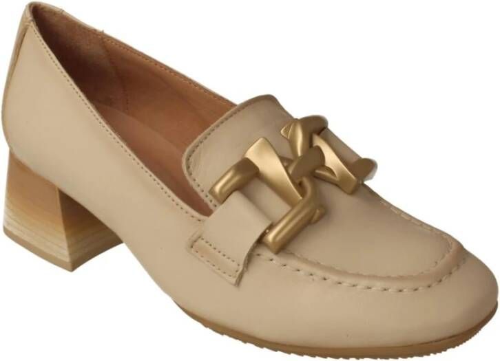 Hispanitas Cr?mekleurige Leren Mocassin Pumps Beige Dames