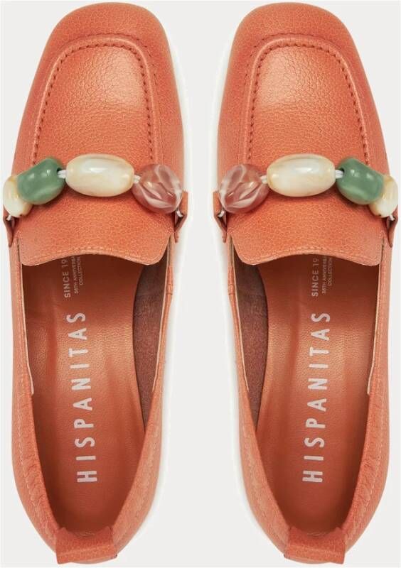 Hispanitas Rode platte mocassin met stenen accessoire