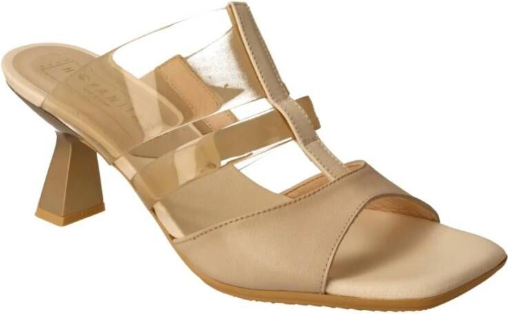 Hispanitas Vierkante Neus Vinyl Detail Muilezel Sandalen Beige Dames