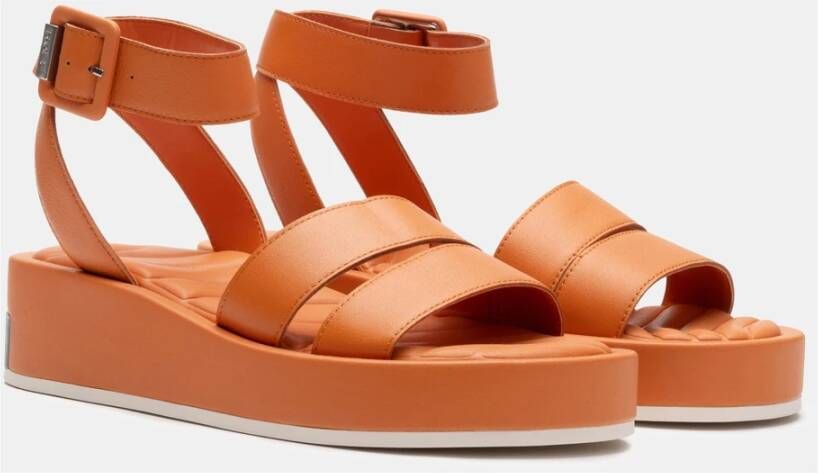 Hoff Oranje Leren Enkelband Sandaal
