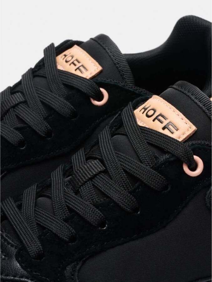 Hoff Ademende leren en stoffen sneakers Black Dames