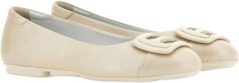 Hogan Beige Leren Ballerina Beige Dames