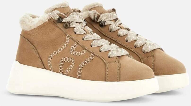 Hogan Beige Mid-Top Winter Sneakers met Uniek H-Detail Beige Dames