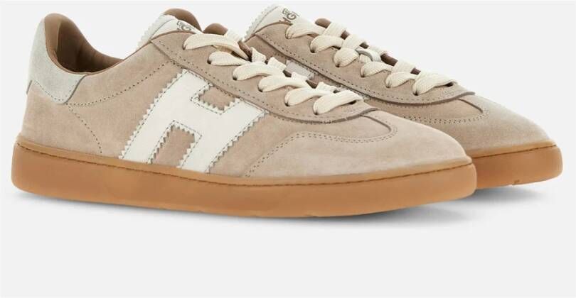 Hogan Beige Retro Stijl Sneakers met Suède Bovenwerk Beige Dames