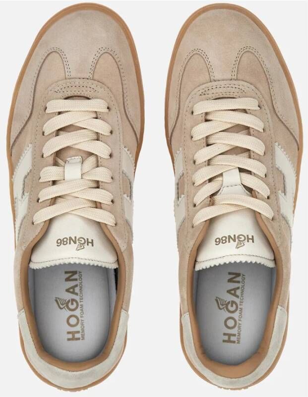 Hogan Beige Retro Stijl Sneakers met Suède Bovenwerk Beige Dames