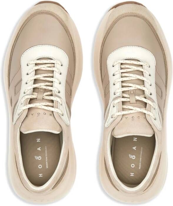 Hogan Beige Sneakers met Logo Panelen