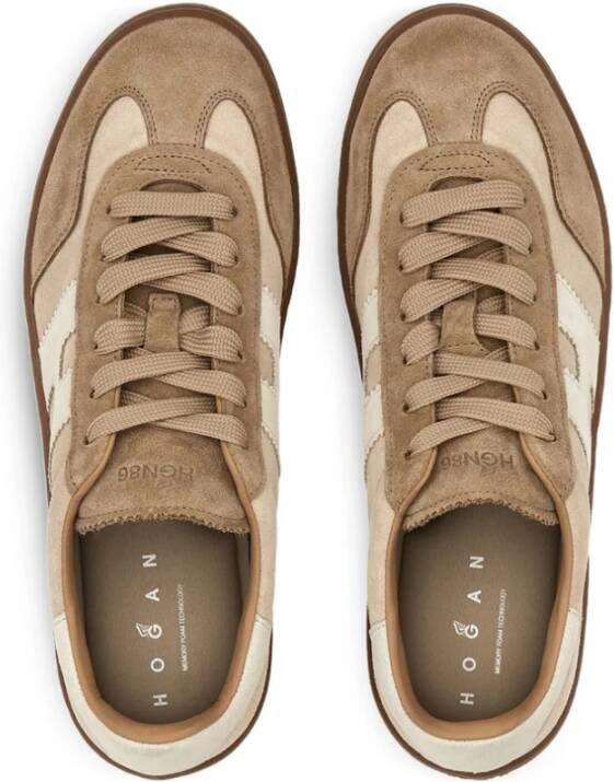 Hogan Beige Sneakers met Logo Panelen