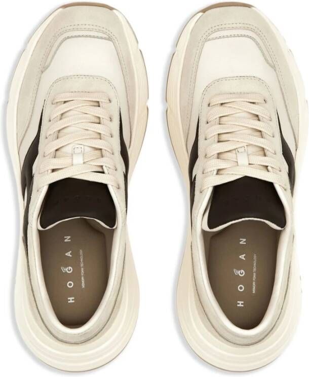 Hogan Beige Sneakers met Logo Panelen