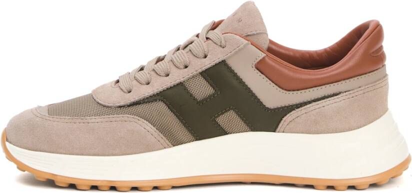 Hogan Beige Sneakers met Mesh Inzetstukken