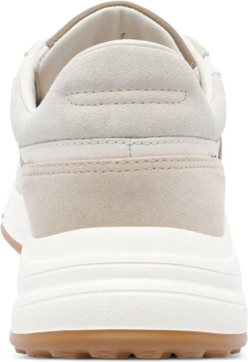 Hogan Beige Sneakers Ronde Neus Vetersluiting Rubberen Zool
