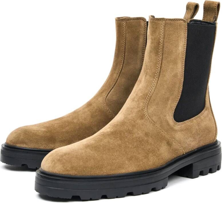 Hogan Beige Suède Chelsea Enkellaarsjes