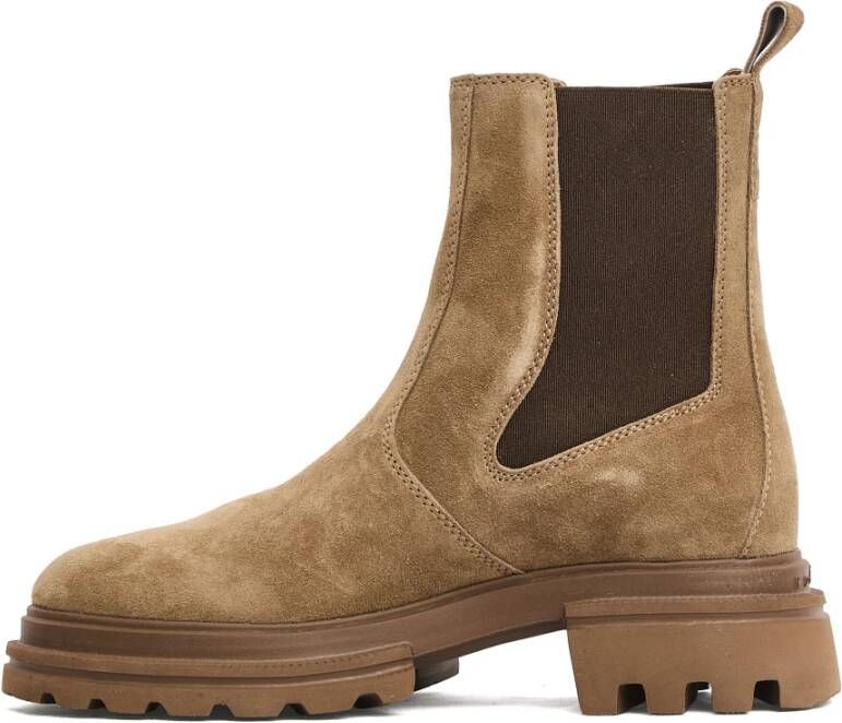 Hogan Beige Suède Chelsea Enkellaarzen