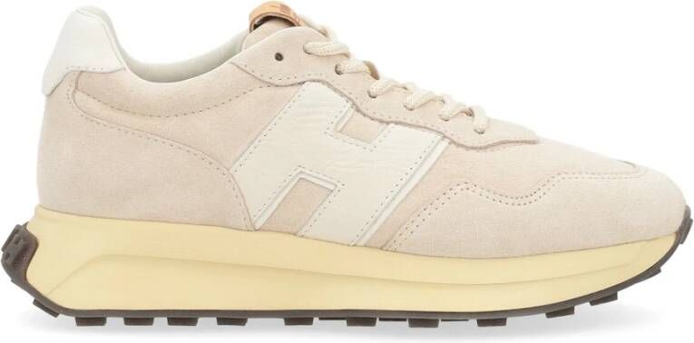 Hogan Beige Suede H641 Sneakers met Wit Leren H Detail Beige Dames