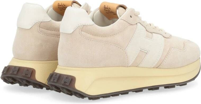 Hogan Beige Suede H641 Sneakers met Wit Leren H Detail Beige Dames