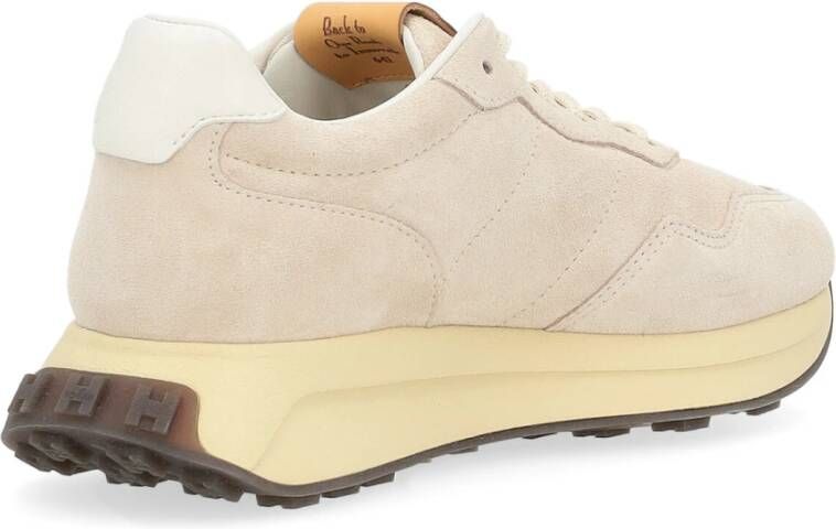 Hogan Beige Suede H641 Sneakers met Wit Leren H Detail Beige Dames