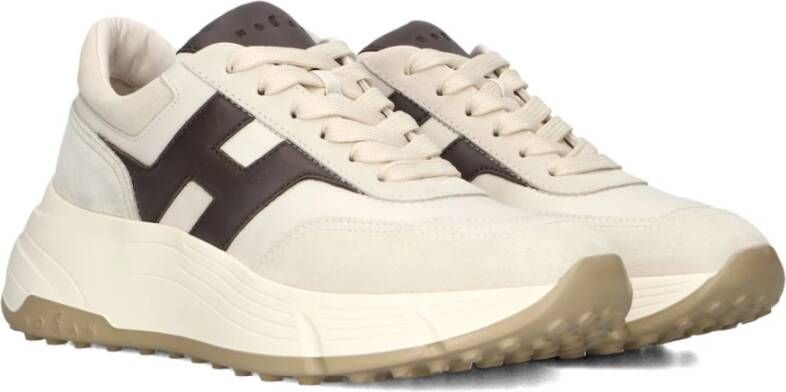 Hogan Beige Suède Lage Top Veterschoenen