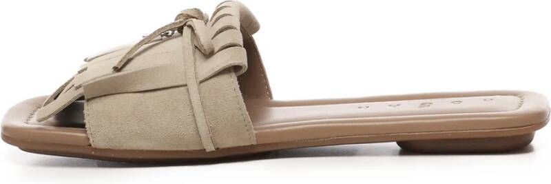 Hogan Beige Suède Sandalen met Franjes en Strik