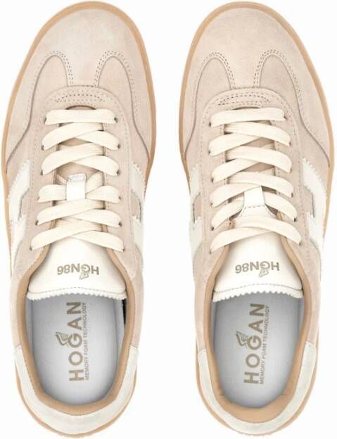Hogan Beige Suède Sneakers met Ronde Neus