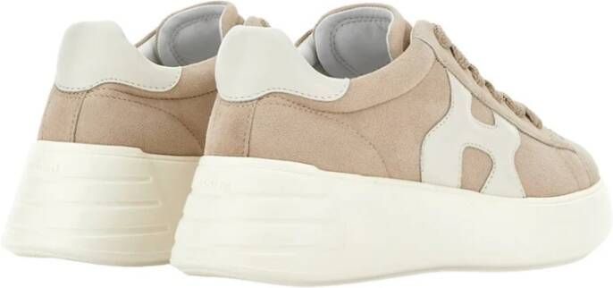 Hogan Beige suède sneakers met witte leren details Beige Dames