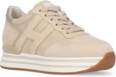 Hogan Beige Suède Leren Sneakers Ronde Neus Beige Dames