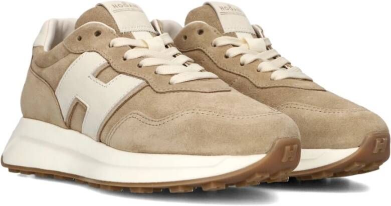 Hogan Beige Suède Veterschoenen