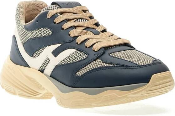 Hogan Blauw Beige Leren Sneakers Blue Heren