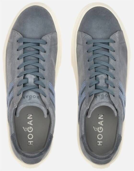 Hogan Blauw-grijze sneakers met witte rubberen zool