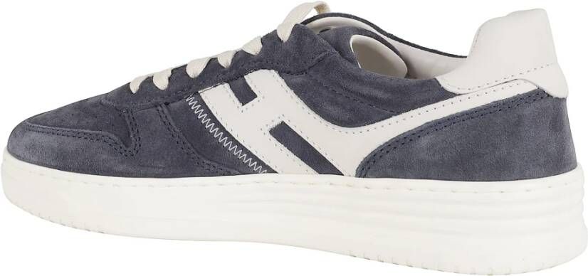 Hogan Blauw Wit Suède Sneakers met Veters