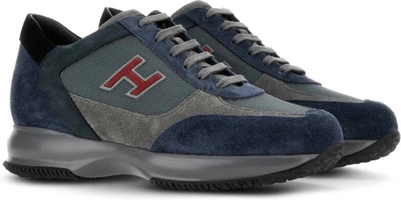 Hogan Blauwe Interactieve Sneakers Suède Stof Details Blue Heren