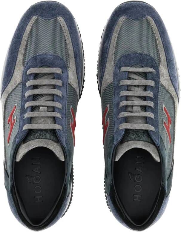 Hogan Blauwe Interactieve Sneakers Suède Stof Details Blue Heren